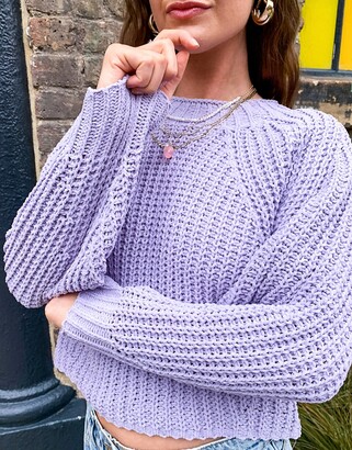 Topshop knitted chenille crop jumper in lilac - ShopStyle Knitwear