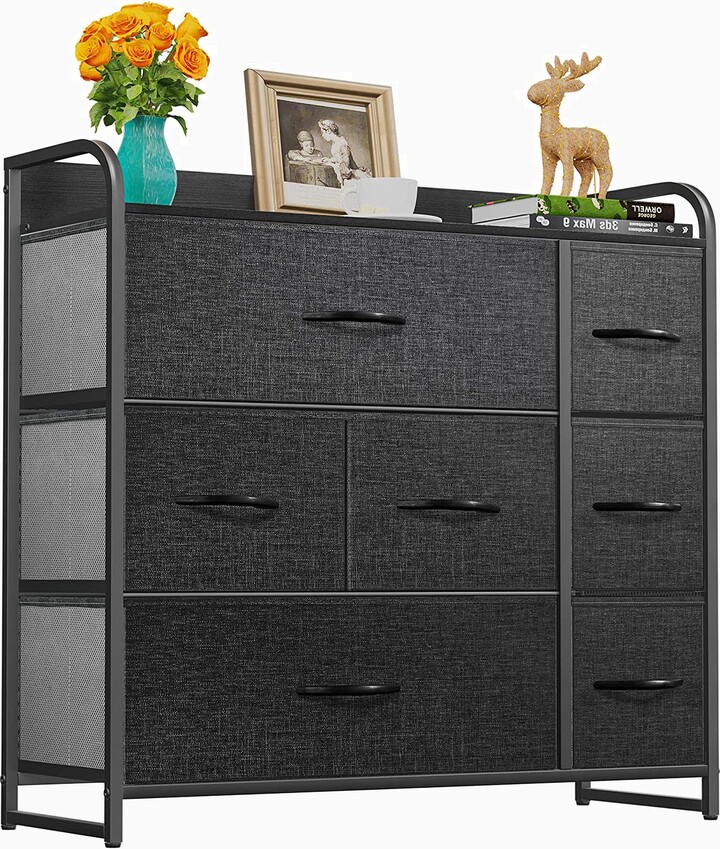 7 Drawers Fabric Dresser Storage Tower with Large Capacity, Organizer Unit Sturdy Steel Frame