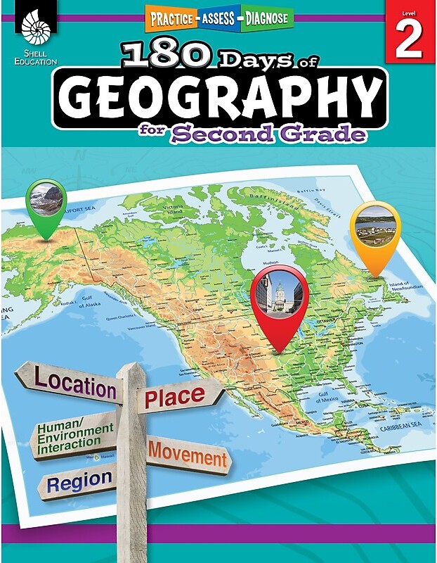 Shell Education 180 Days of Geography for Second Grade Book (28623)