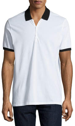 Rag & Bone Farris Contrast-Trim Polo Shirt, White