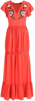 boohoo NEW Womens Embroidered Ruffle Hem Maxi Dress in Polyester