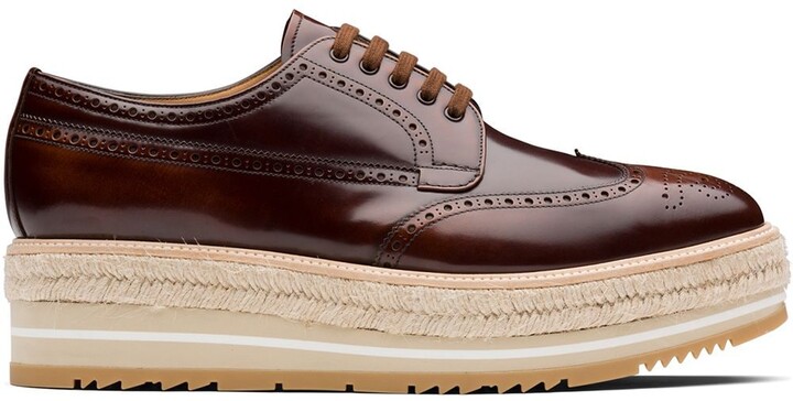 prada platform lace up sneaker