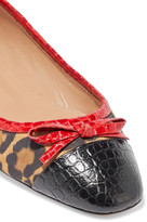 Thumbnail for your product : Aquazzura Moss Leopard-print Suede And Croc-effect Leather Ballet Flats