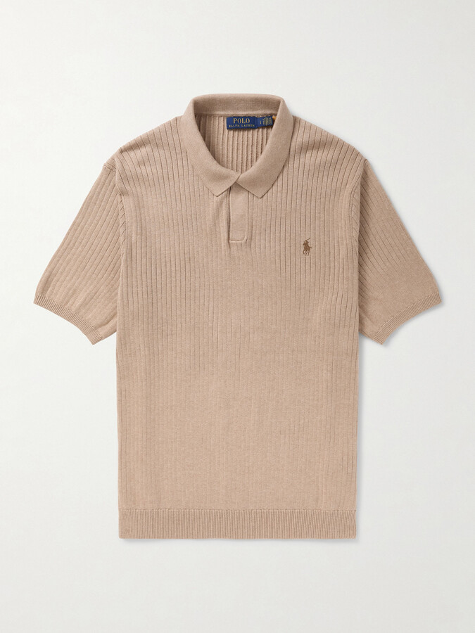 Polo Ralph Lauren Logo-Embroidered Ribbed Cotton Polo Shirt