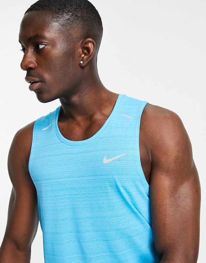 Nike Running Dri-FIT Miler tank in blue - ShopStyle Shirts