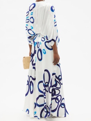 THEMIS Z Kyklos Abstract-print Silk Kaftan Dress - White Multi