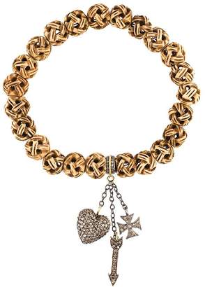 Loree Rodkin carved beads diamond charm bracelet