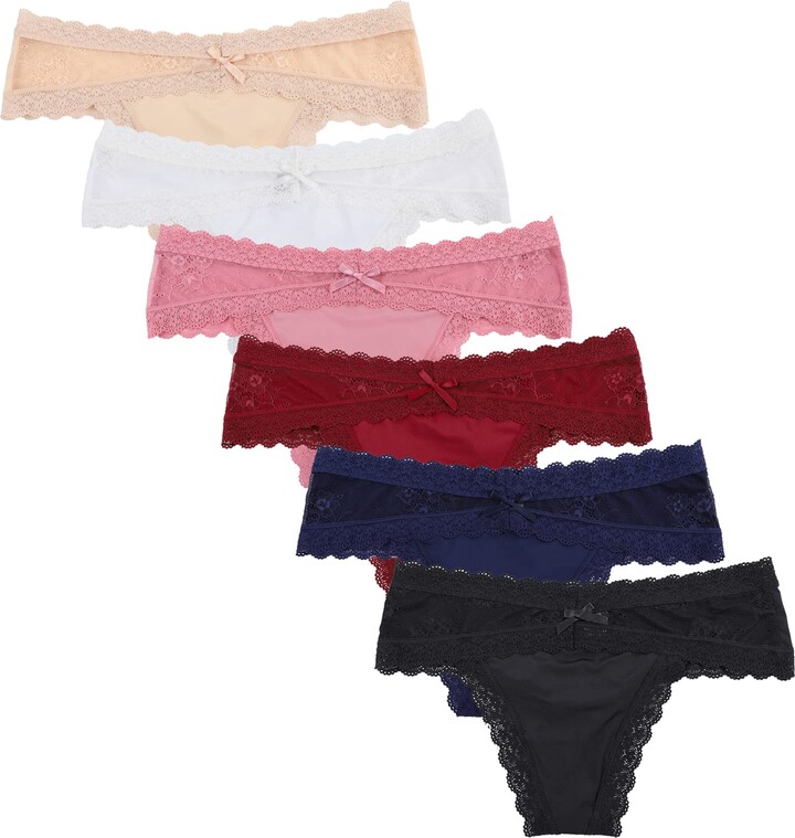 Levao Sexy Thongs for Women Lace Underwear Stretch Knicker Tangas Bikini  Panties 6 Pack - ShopStyle