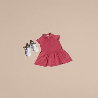 Burberry Check Placket Cotton Blend T-shirt Dress