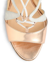 Thumbnail for your product : Alejandro Ingelmo Franca Metallic Leather & Suede Sandals