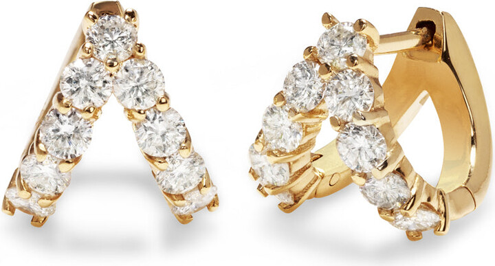 CARBON & HYDE Sparkler Split Huggie Yellow Gold Earrings