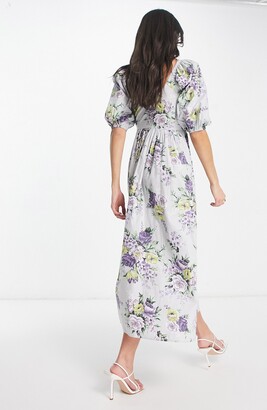 ASOS DESIGN Floral Smocked Corset Cotton Dress