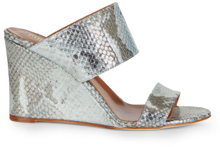 silver wedge mules
