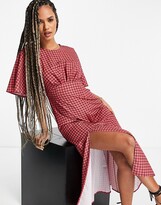 Thumbnail for your product : John Zack midi tea dress with split in red gingham