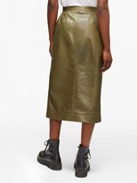 Thumbnail for your product : Marni Button-down Leather Midi Skirt - Green