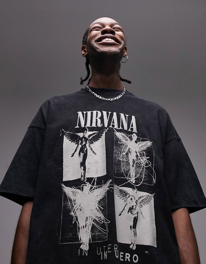 Topman extreme oversized fit t-shirt with Nirvana angel print in