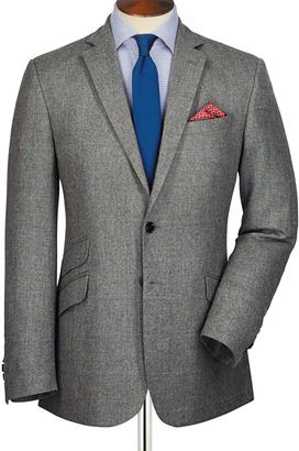Charles Tyrwhitt Silver windowpane Slim fit luxury summer tweed jacket