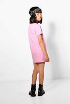 Thumbnail for your product : boohoo Girls Slogan Faux Fur Trim T-Shirt Dress