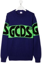 Thumbnail for your product : Gcds Kids TEEN logo colour-block jumper