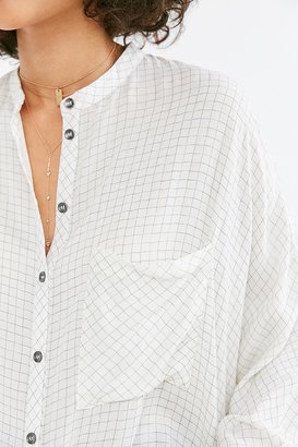 BDG Gridlock Band Collar Button-Down Shirt