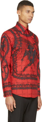 Dolce & Gabbana Black & Red Bull Print Shirt