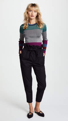 Diane von Furstenberg Long Sleeve Cropped Plaited Pullover
