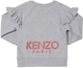 Kenzo Kids Ruffled Logo Printed Cotton Sweatshirt