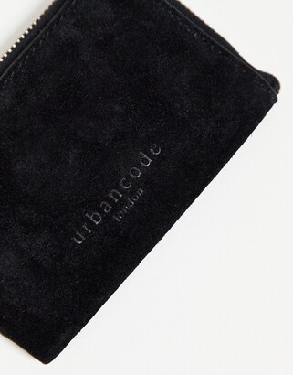 Urban Code Urbancode suede zip coin purse in black