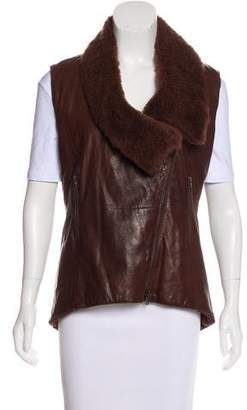 Brunello Cucinelli Sheepskin-Accented Leather Vest