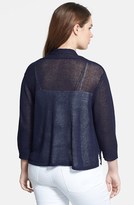 Thumbnail for your product : Eileen Fisher Three-Quarter Sleeve Crop Linen Blend Cardigan (Plus Size)