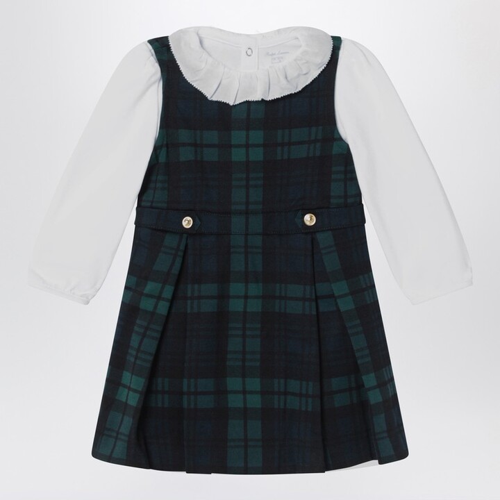 Dress in dark green tartan pattern