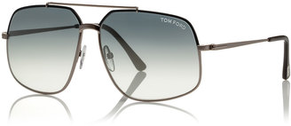 Tom Ford Ronnie Gradient Geometric Aviator Sunglasses, Light Gunmetal