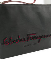 Thumbnail for your product : Ferragamo logo embroidered clutch