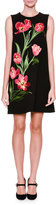 Thumbnail for your product : Dolce & Gabbana Sleeveless Tulip-Appliqué Shift Dress, Black/Bright Pink