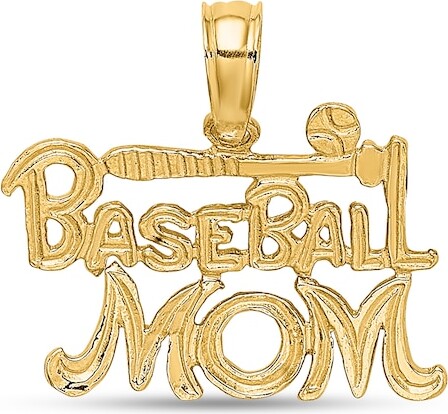 Zales “Baseball Mom” Necklace Charm in Solid 14K Gold