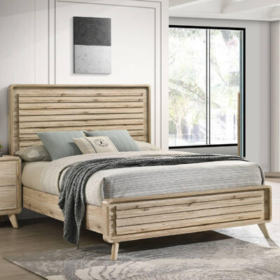 Corrigan Studio Mid-century Minimalist Wooden Platform Bed with Slatted Headboard and Footboard