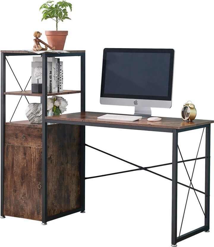 Vecelo Computer Shaped Corner Desk with Storage 41 inch Study