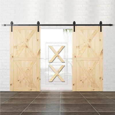 Homacer Paneled Wood Unfinished Barn Door with Installation Hardware Kit