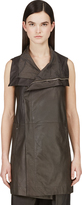 Thumbnail for your product : Rick Owens Charcoal Leather Dark Dust Long Biker Vest
