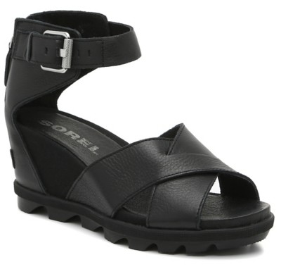 sorel joanie wedge sandal black