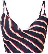 Thumbnail for your product : PrettyLittleThing Navy Satin Diagonal Stripe Cowl Neck Crop Top