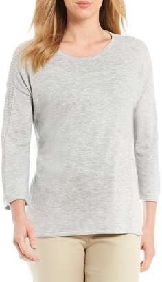 Sigrid Olsen Signature Pointelle Detail Pullover Sweater