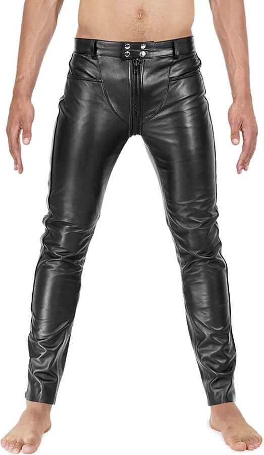 Bockle® 3 Gay-Zip Leather Pants Men Leather Pants Trousers Full Zip ...