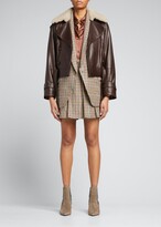 Thumbnail for your product : Brunello Cucinelli Leather Aviator Jacket w/ Removable Shearling Collar