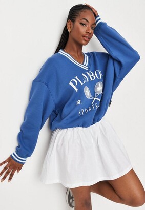 Missguided Playboy X Navy Sports Club Tennis Sweater Dress - ShopStyle
