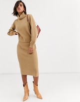Thumbnail for your product : Y.A.S co-ord waffle knit jumper with roll neck in camel