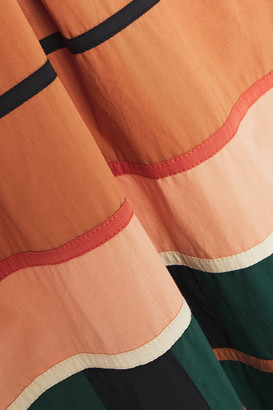 Ulla Johnson Ayta Fluted Striped Cotton-poplin Midi Dress