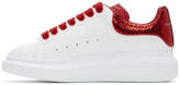 Thumbnail for your product : Alexander McQueen White and Red Python Oversized Sneakers