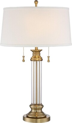 Vienna Full Spectrum Rolland Traditional Table Lamp 30 Tall Crystal Brass  Column Off White Tapered Drum Shade for Bedroom Living Room Bedside Office  - ShopStyle