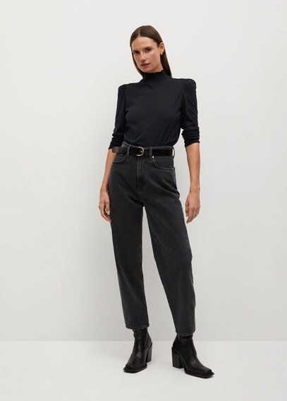 MANGO Turtleneck organic cotton t-shirt black - XS - Women - ShopStyle Long  Sleeve Tops
